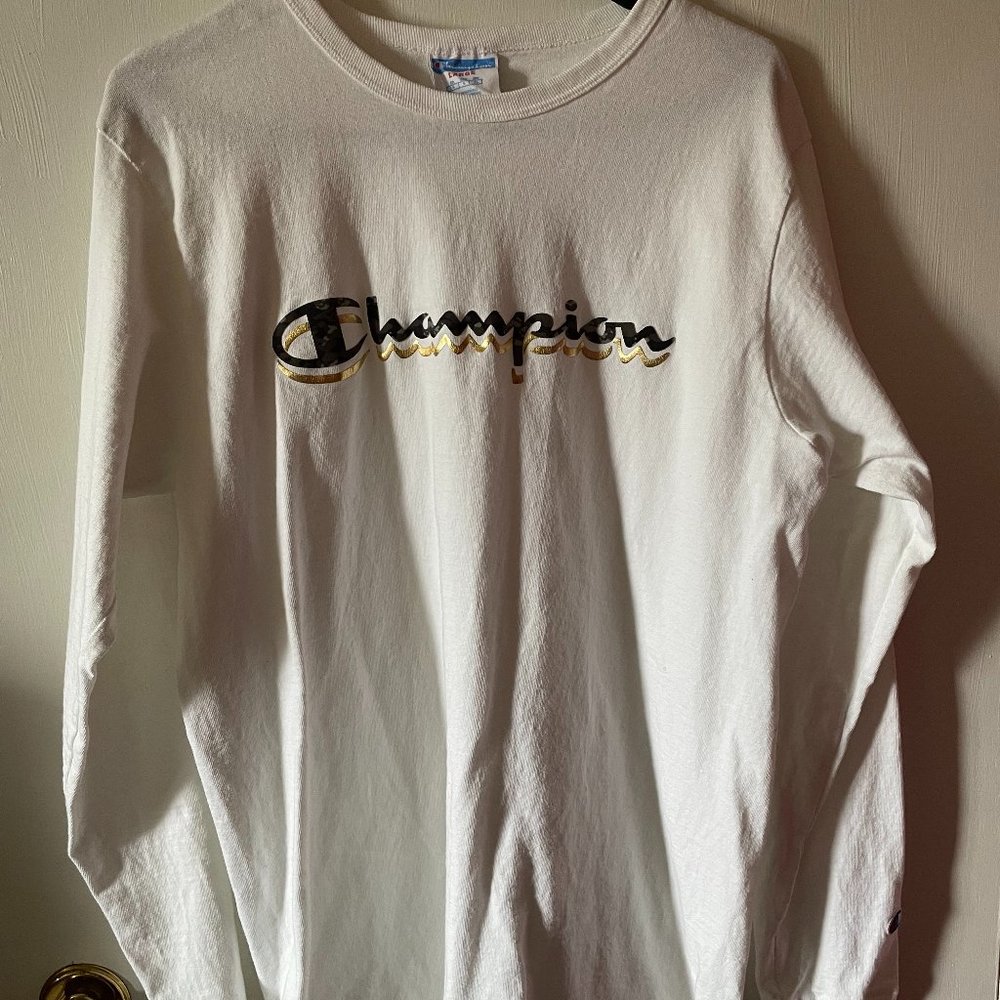 Champion long sleet white tshirt